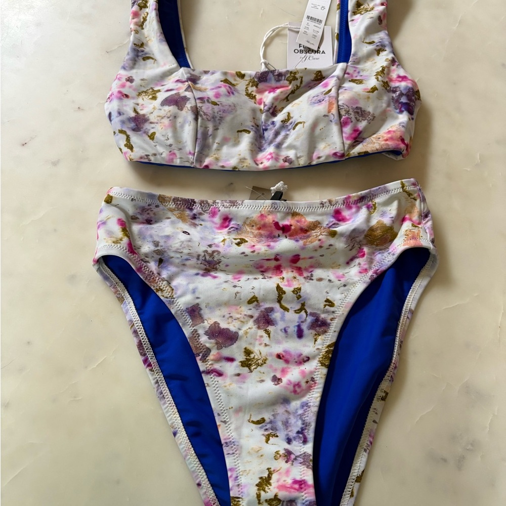 J. Crew Floral Bikini Set with Blue Accents